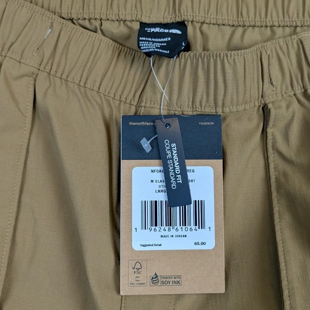 The North Face Mens Class V Belted Shorts Tan Utility Cargo Ripstop Large NWT